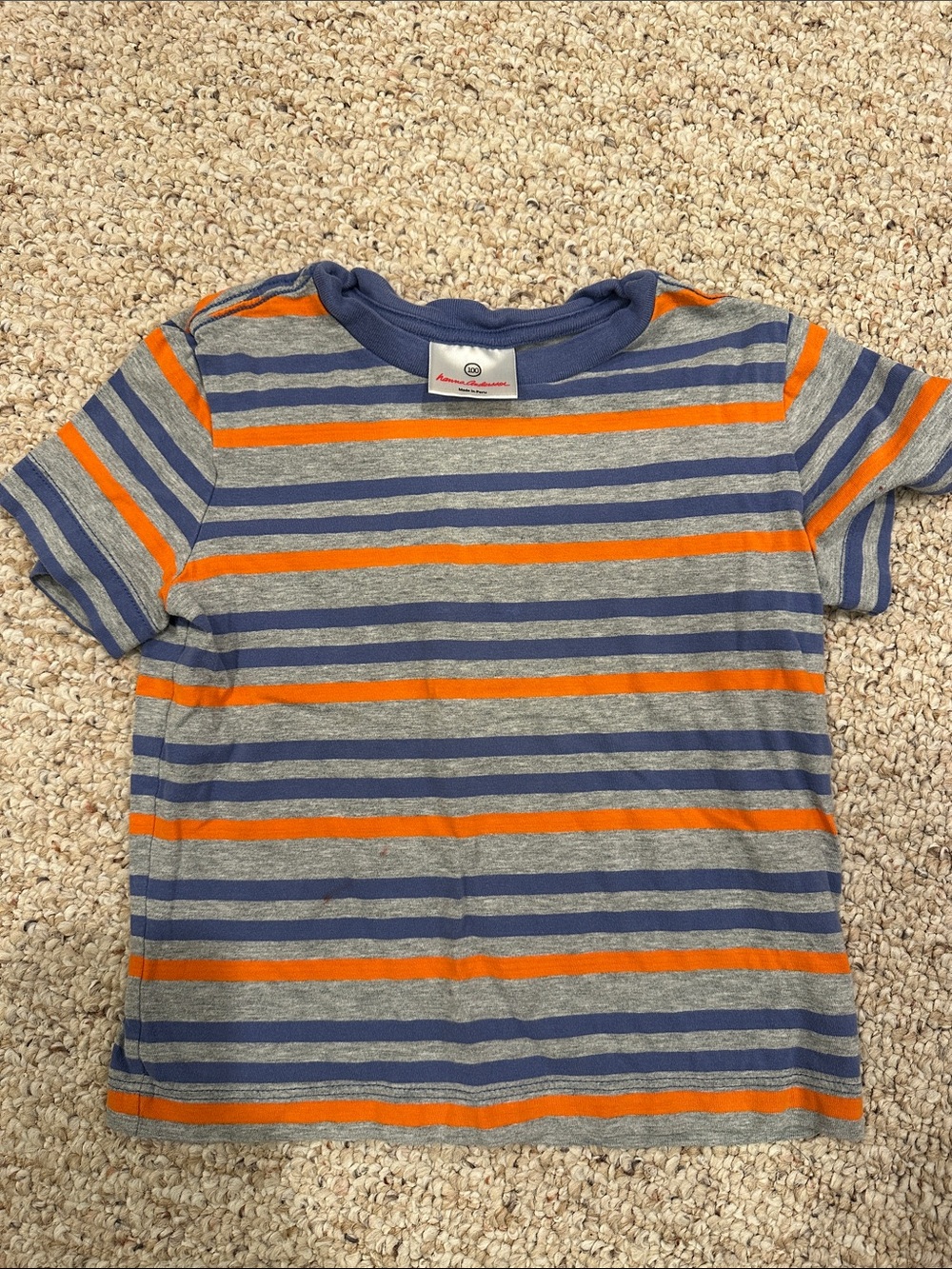 Hanna Andersson Orange, Blue & Gray Striped Short Sleeve Tee